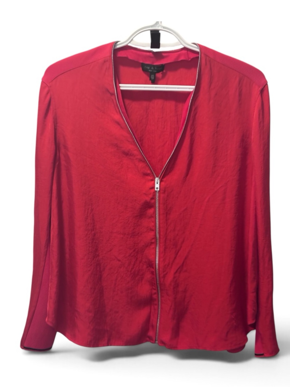rag & bone Red Triacetate Zip Front Blouse XS